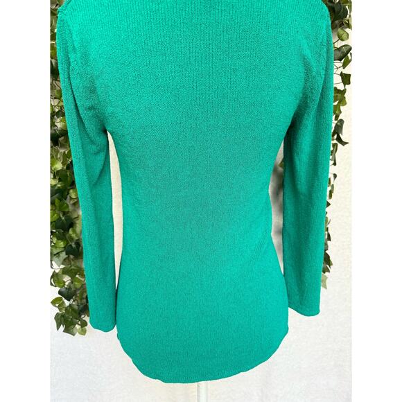 Chico's Design Vintage Rayon Long Sleeve Green Knitted Top Women's 0 Small - Picture 7 of 8